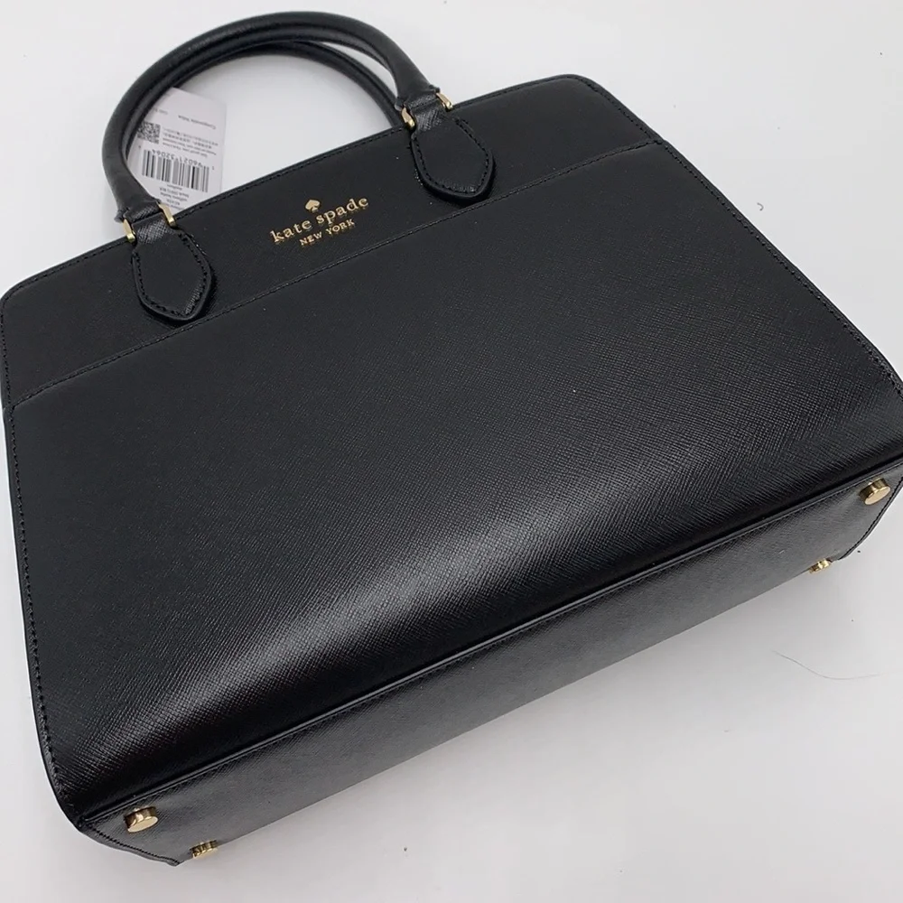 KATE SPADE Madison Saffiano Leather Medium Satchel BLACK COLOR
